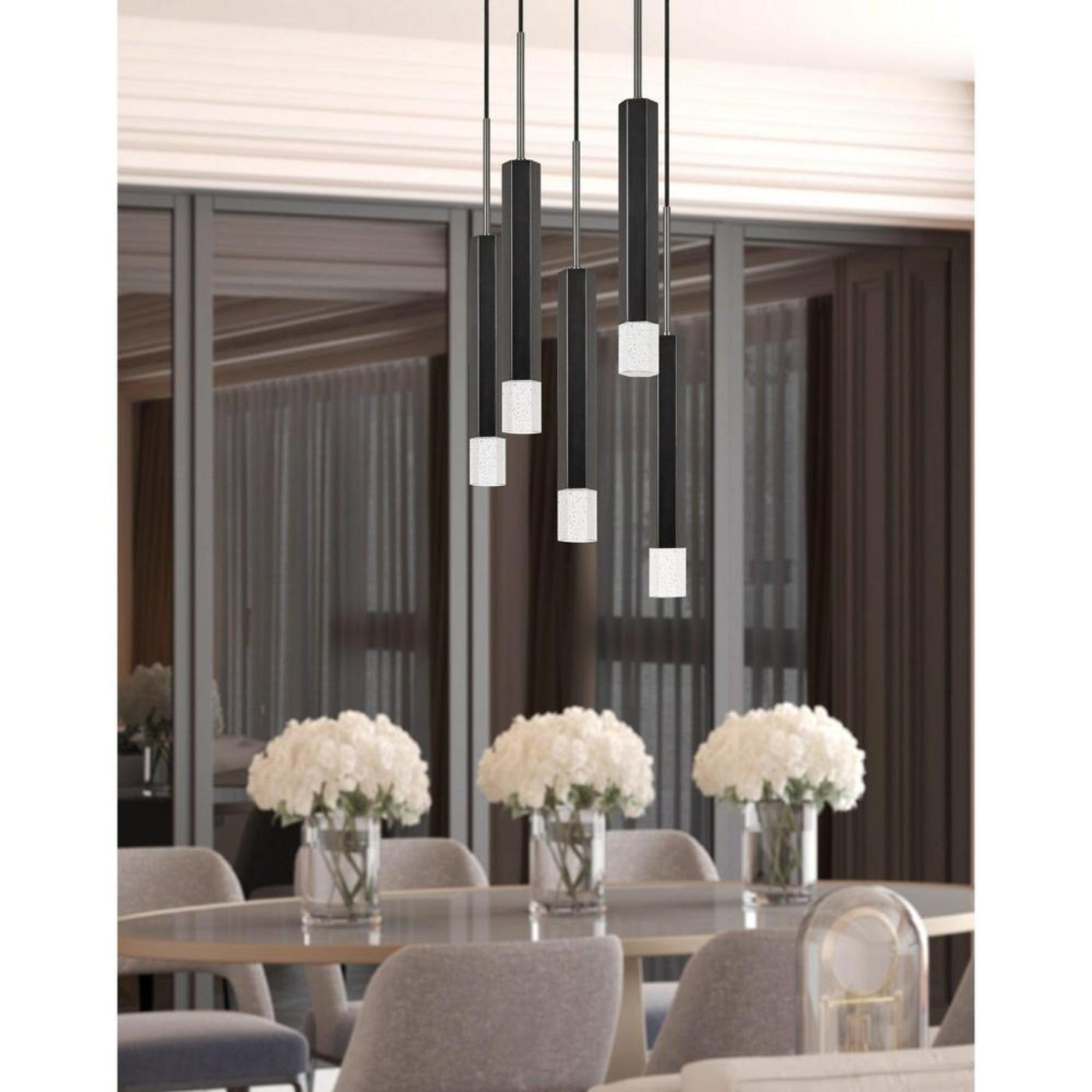 Cal Lighting Troy LED Dimmable 5-Light Pendant with Glass Diffuser - FX-3723-5P-BS