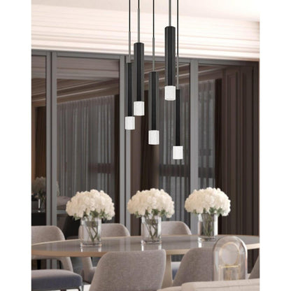 Cal Lighting Troy LED Dimmable 5-Light Pendant with Glass Diffuser - FX-3723-5P-BS