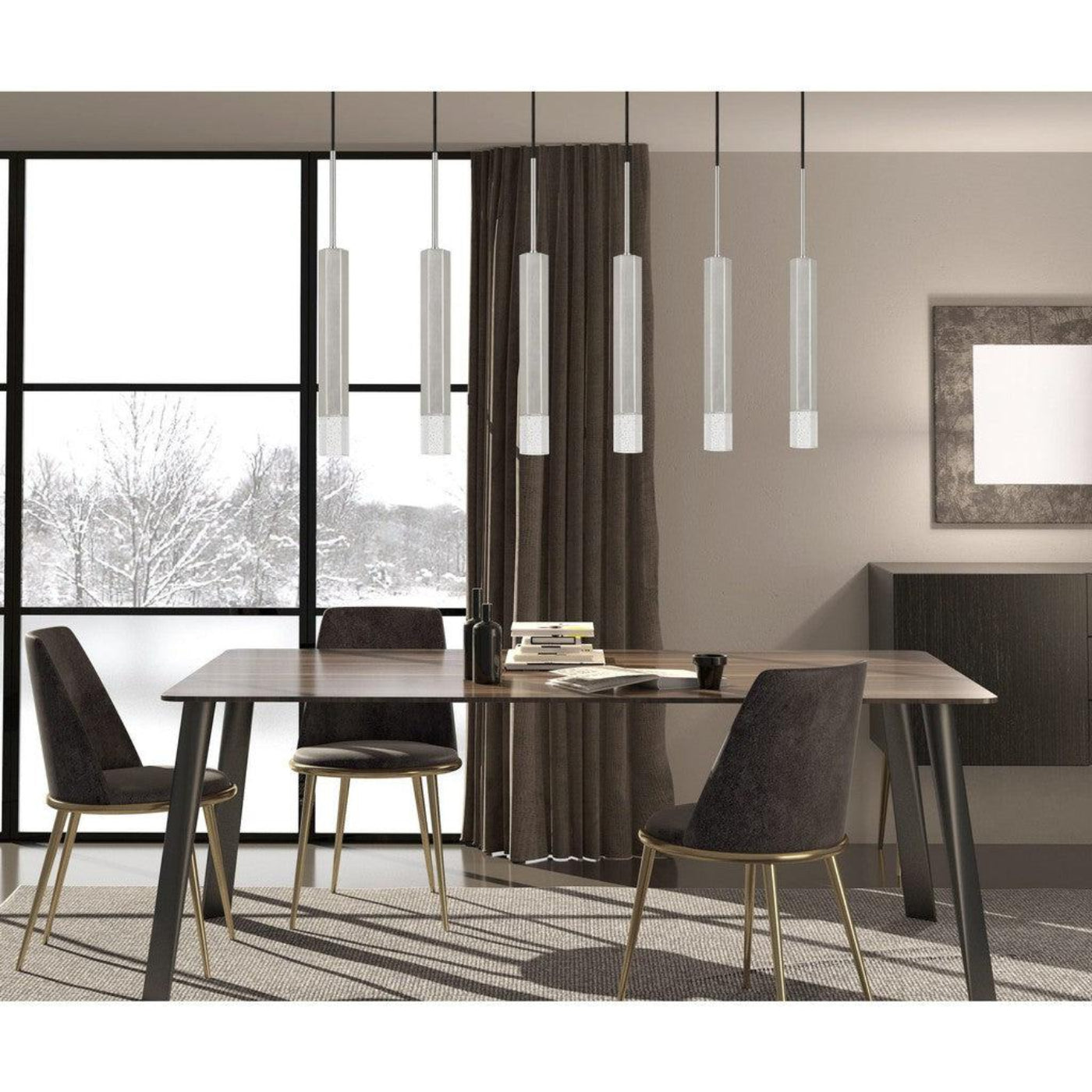 Cal Lighting Troy LED Dimmable 6-Light Pendant with Glass Diffuser - FX-3723-6P-BS