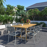 Midtown Concept Klarion Teak Table & 8 Portbyron Grey Armchairs - KLAR_8PORTB_GR