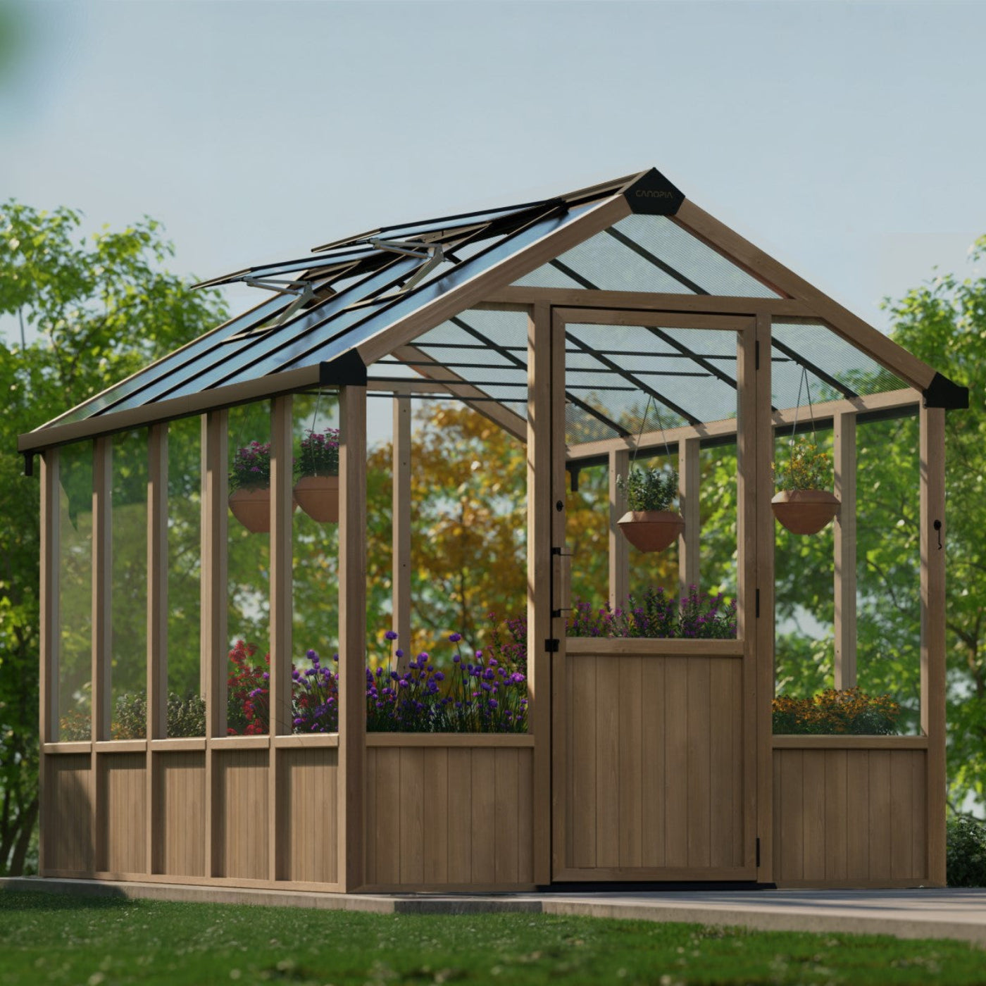 Palram - Canopia | Natura 8 ft Series - Cedar Wood Greenhouse Kit - HG5704