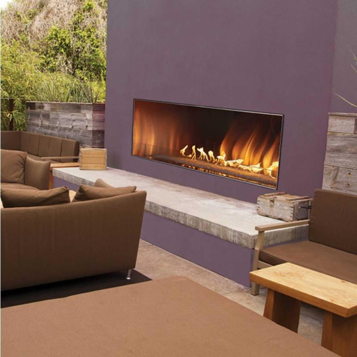 Empire Carol Rose 48" Vent Free Outdoor Stainless Steel Linear Fireplace | OLL48FP - OLL48FP12SN