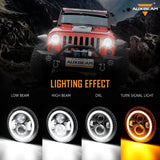 Auxbeam 7" Halo Headlights + 52" Light Bar + Fog & Pod Lights Set for Jeep Wrangler JK - GP00007761