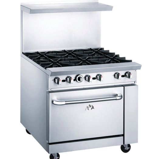 Chef AAA  36" Oven Range Six Open Burner Natural Gas - TCR36-6B