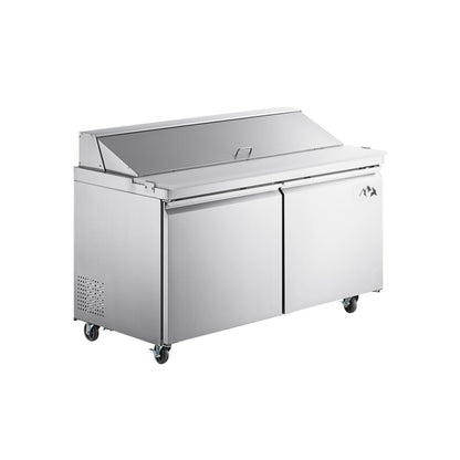 Chef AAA  Commercial 60" Sandwich Prep Table Refrigerator 16 Pans 2 Door Stainless Steel 15 cu.ft. - SS-PT-60-HC