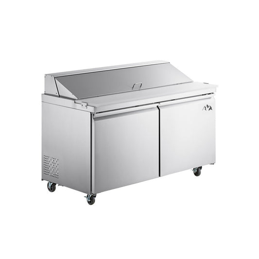 Chef AAA  Commercial 60" Sandwich Prep Table Refrigerator 16 Pans 2 Door Stainless Steel 15 cu.ft. - SS-PT-60-HC