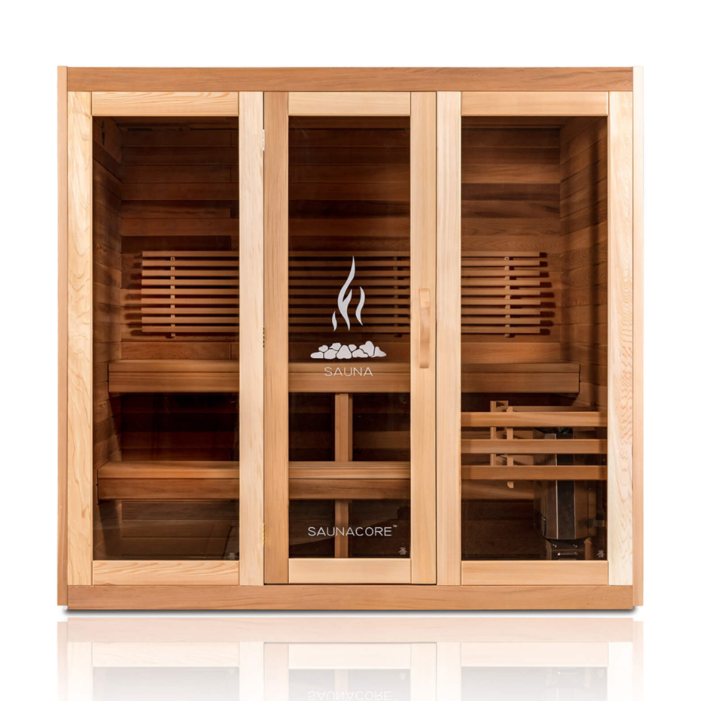 Saunacore Classic Style Full Glass Front Traditional Indoor Saunas - C4x4