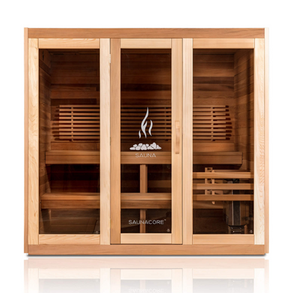 Saunacore Classic Style Full Glass Front Traditional Indoor Saunas - C4x4
