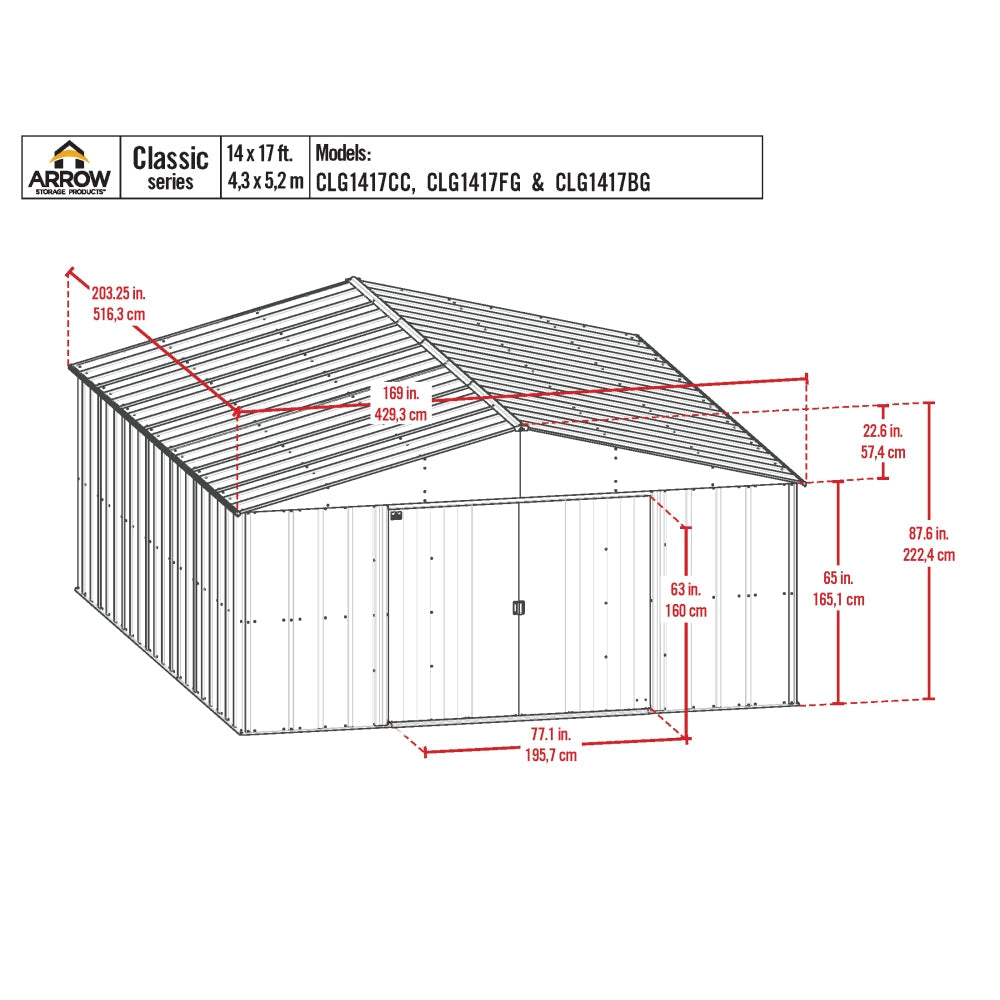 Arrow | Classic Steel Storage Shed 14ft Wide