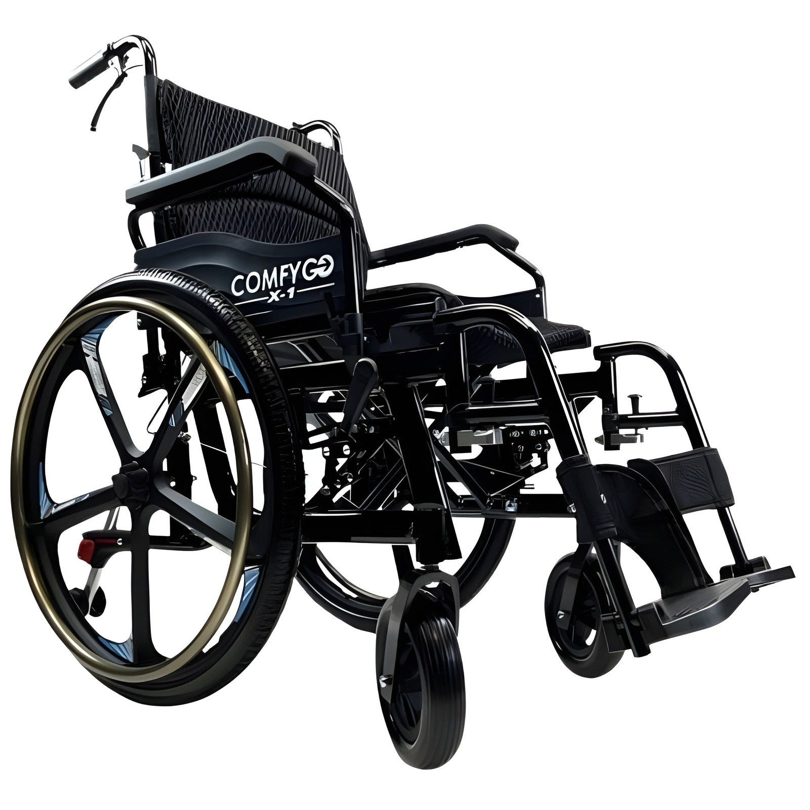 ComfyGo X-1 Ultra Lightweight Manual Wheelchair - X-1 BLACK