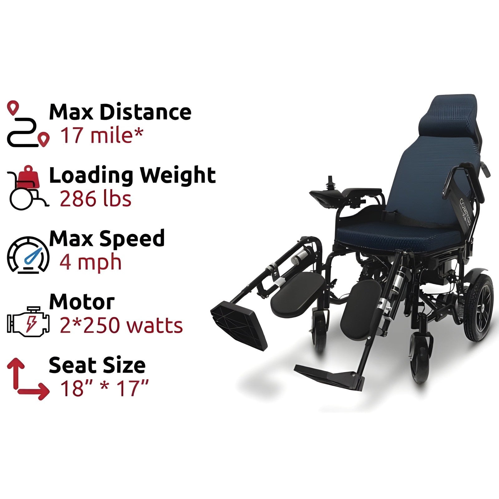 ComfyGo X-9 Electric Wheelchair with Automatic Recline