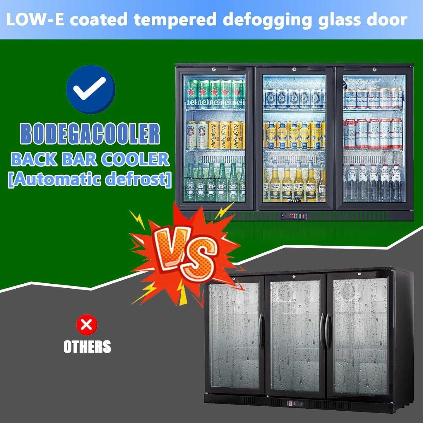 Bodega cooler 11.4 Cu.Ft Display Bar Beverage Fridge With 3 Glass Doors