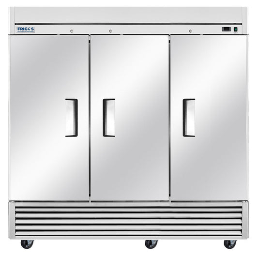 Frigos Commercial Reach in Refrigerator 3 Section Solid Door with Aluminum Interior with 304 Stainless Steel Floor - FG-RF-3D