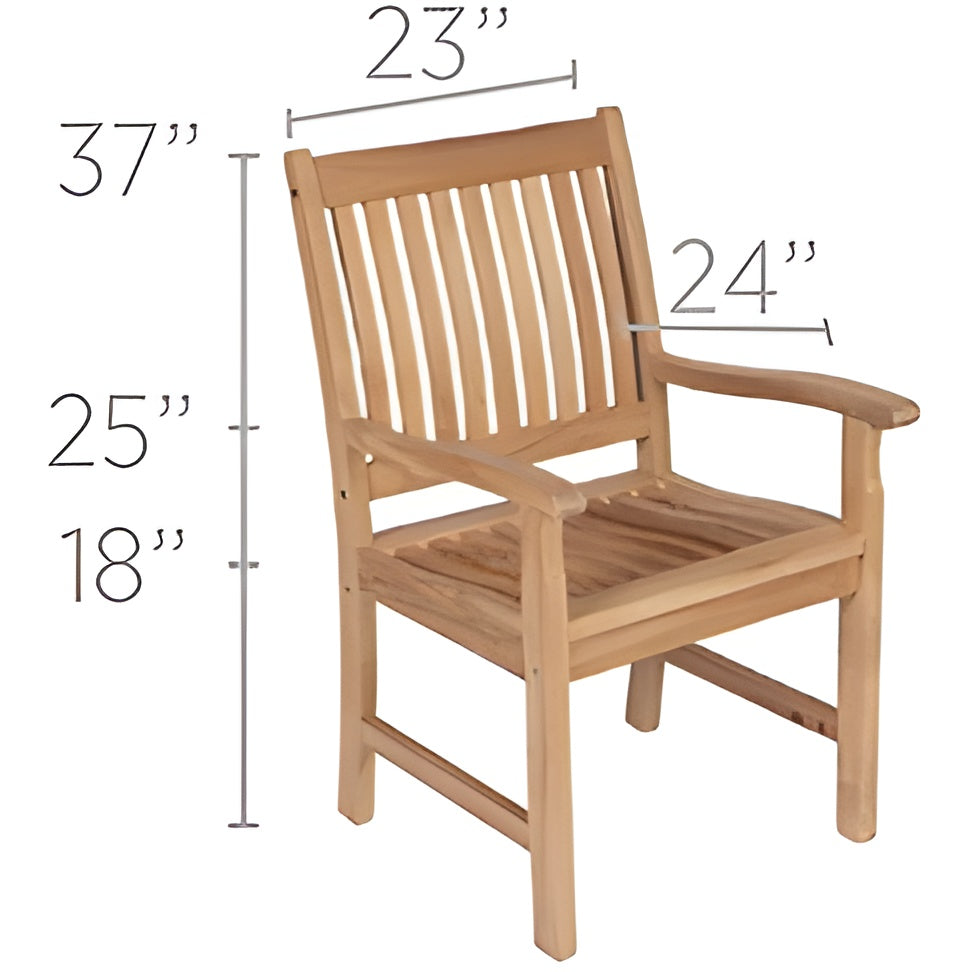 Royal Teak Collection Compass Teak Arm Chair - COMAC