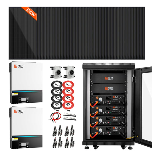 Rich Solar Complete Off-Grid Solar Kit | 38 x MEGA 335 Solar Panels | 13,000W 120/240V Output | 48VDC - RS-CBK1301C