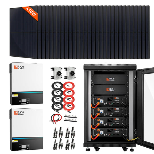 Rich Solar Complete Off-Grid Solar Kit | 30 x MEGA 410 | 13,000W 120/240V Output | 48VDC - RS-CBK1301A
