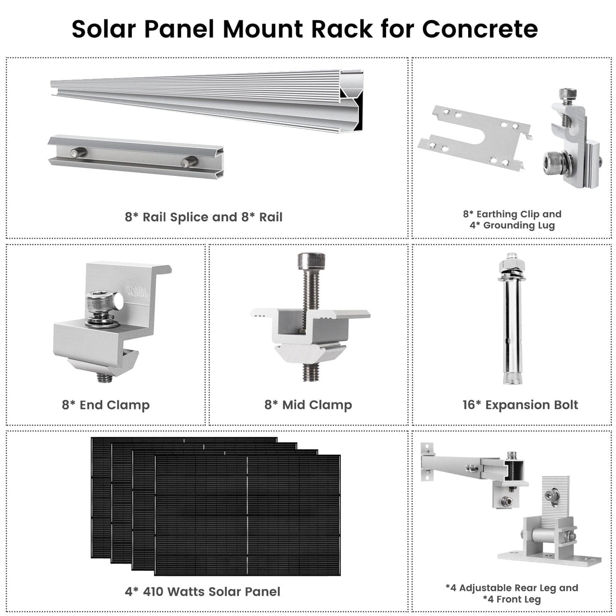 410 Watt Monocrystalline Solar Panel (4 Packs) With Solar Panel Mount Rack - Backyard Provider