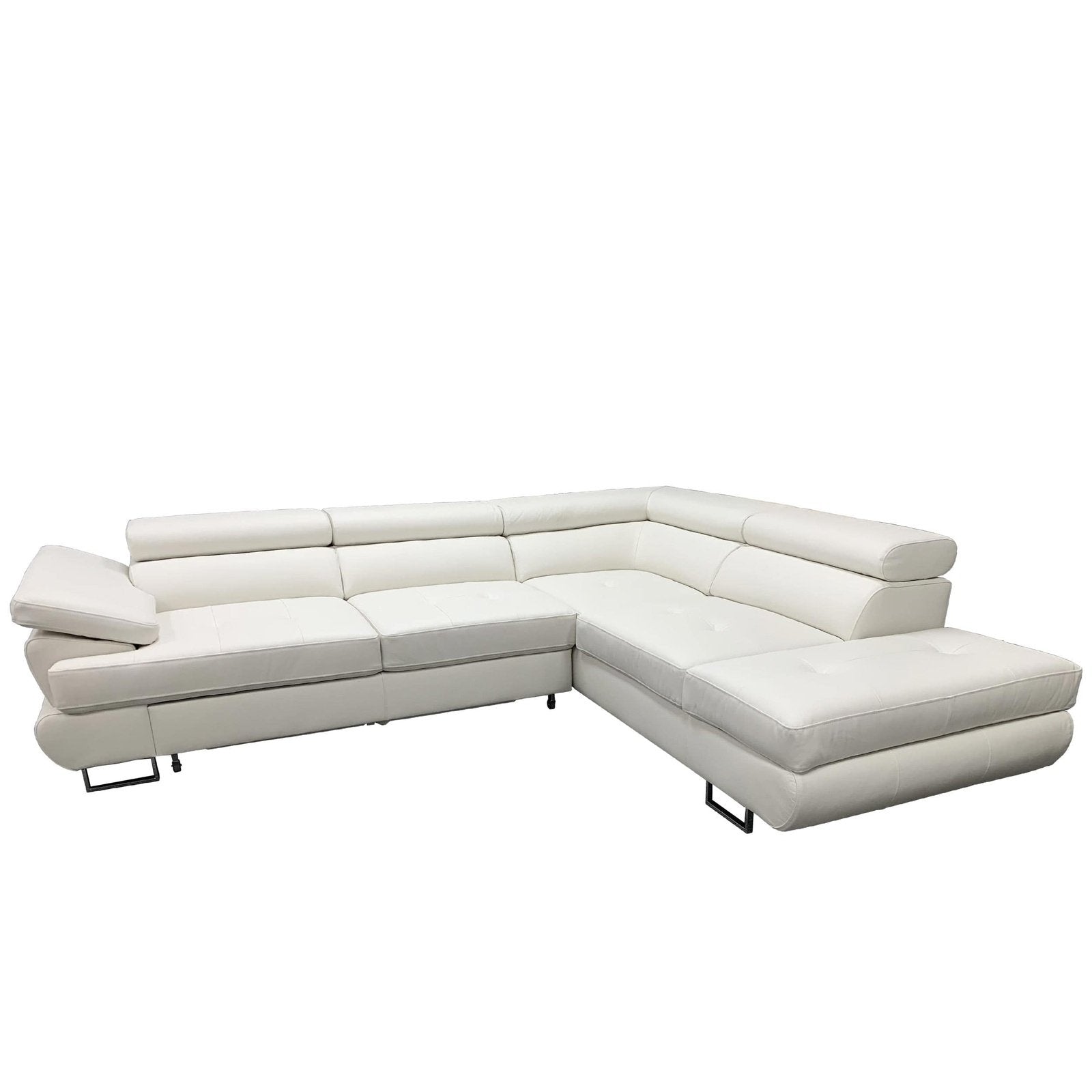 Maxima House LUTON Leather Sectional Sleeper Sofa White - BEN030