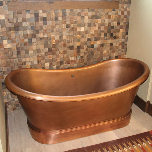 Akicon Copper Double-Slipper Roll-Top Bathtub w/Pedestal AKB70008-C