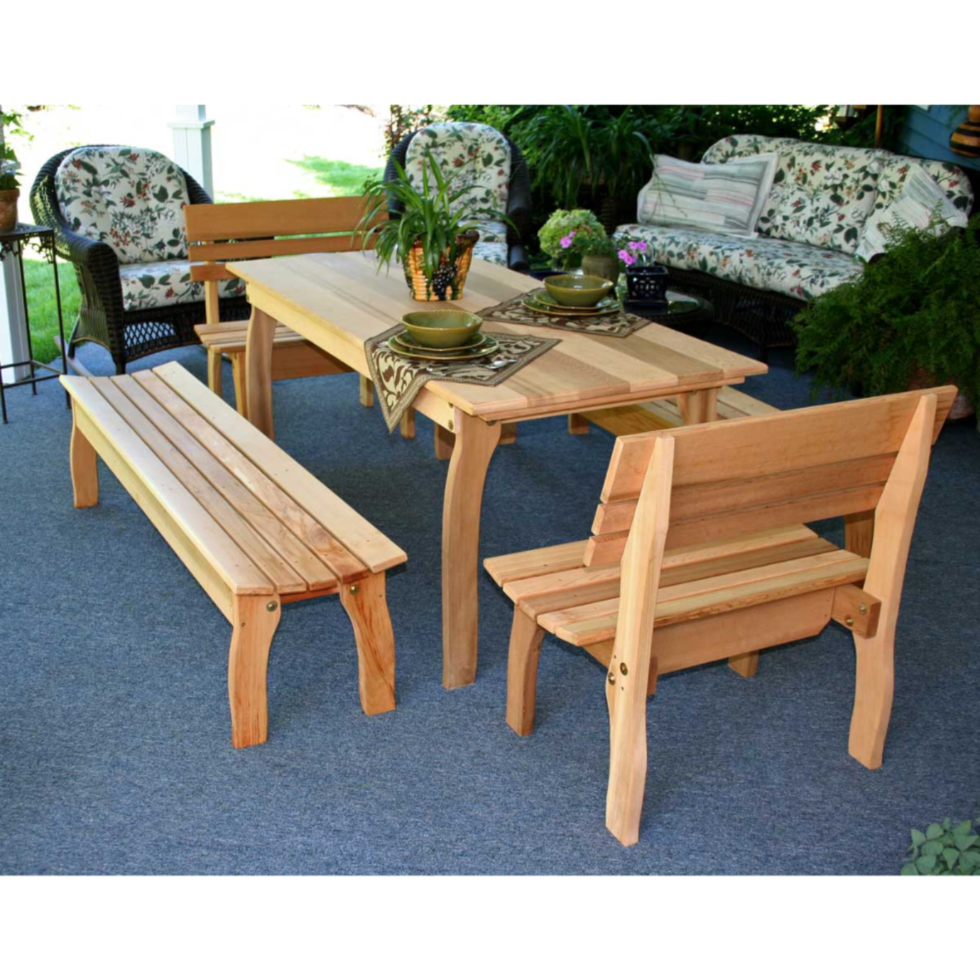 Creekvine Designs Cedar Gathering Dining Set - ELY46CTT2B2BBCVD