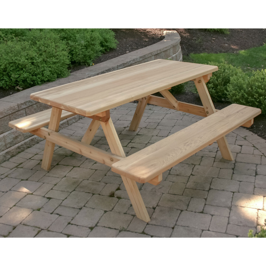 Creekvine Designs Cedar Park Style Picnic Table with Attached Benches - WF6448-2CVD
