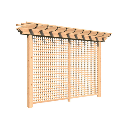 Creekvine Designs Rough Cut Cedar Monterrey Pergola with Lattice - HBWRCCMPPL3x8CVD