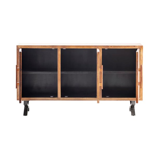 Crestview Collection 64" x 16" x 34" 3-Door Transitional Brown Wood And Metal Sideboard - CVFNR818