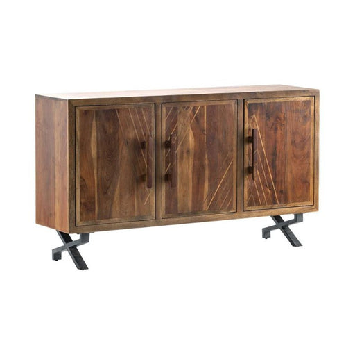 Crestview Collection 64" x 16" x 34" 3-Door Transitional Brown Wood And Metal Sideboard - CVFNR818