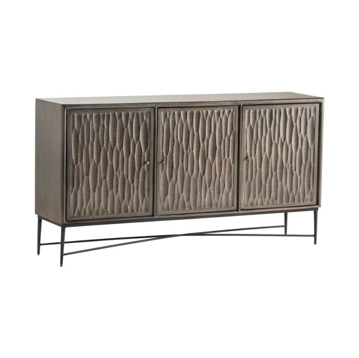 Crestview Collection 69" x 16" x 37" 3-Door Transitional Brown Wood And Metal Sideboard - CVFNR825