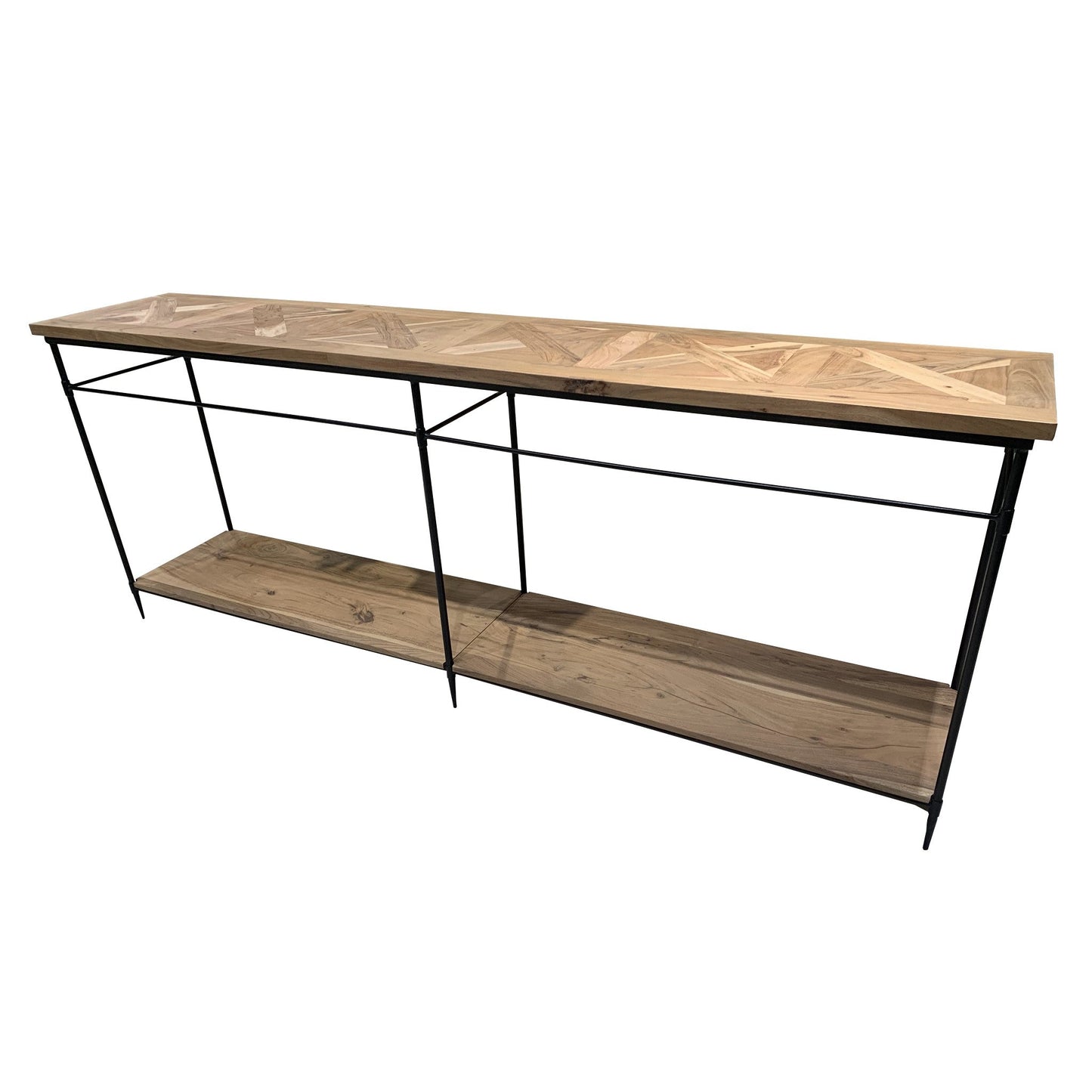 Crestview Collection 83" x 16" x 32" Traditional Wood And Metal Console Table In Brown and Black Finish - CVFNR819