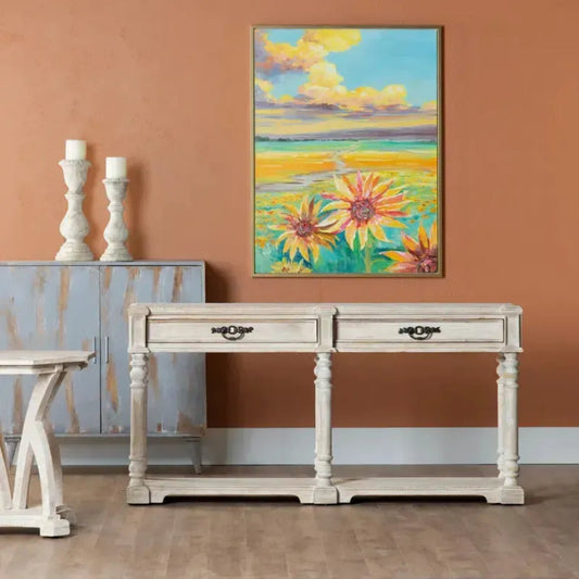 Crestview Collection Abbott 68" x 14" x 34" Rustic Unfinished Wood Console - CVFNR796