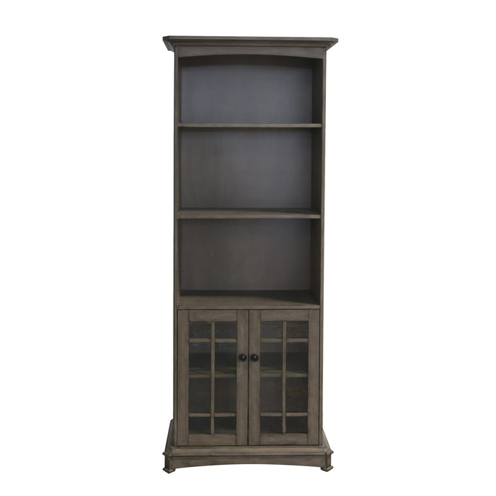 Crestview Collection Acacia 30" x 15" x 75" 2-Door 3-Shelf Transitional Dark Brown Wood Bookcase - CVFVR8201