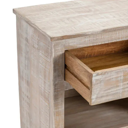 Crestview Collection Adler 64" x 16" x 35" Rustic Wood Console In Distressed White Finish