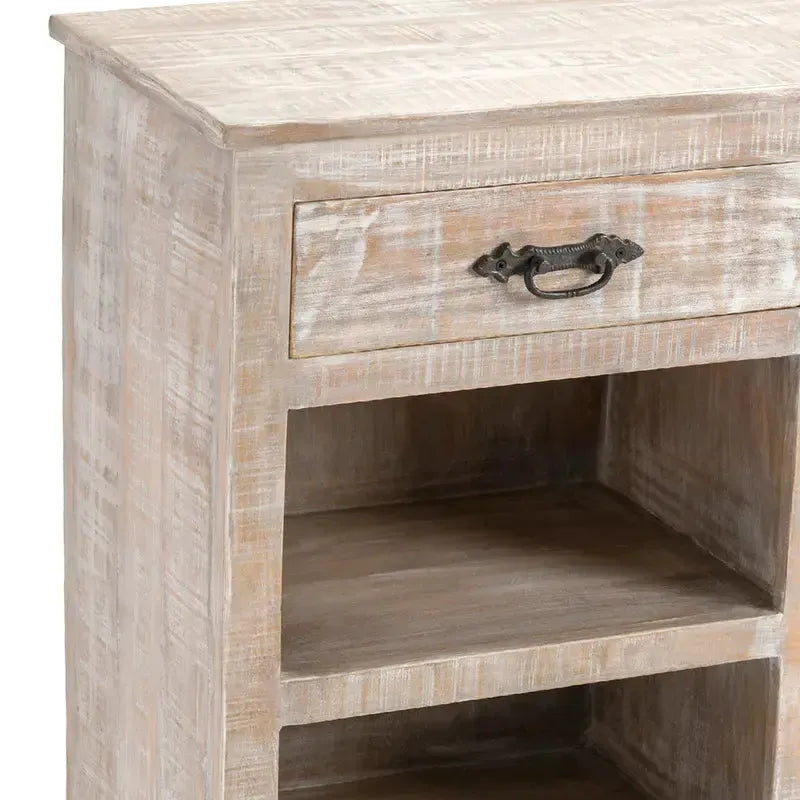 Crestview Collection Adler 64" x 16" x 35" Rustic Wood Console In Distressed White Finish