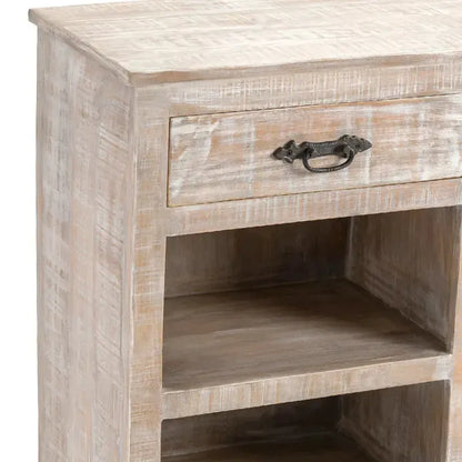 Crestview Collection Adler 64" x 16" x 35" Rustic Wood Console In Distressed White Finish