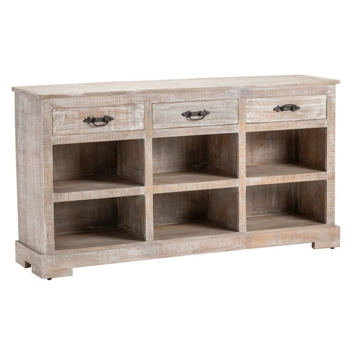 Crestview Collection Adler 64" x 16" x 35" Rustic Wood Console In Distressed White Finish - CVFNR787