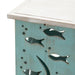 Crestview Collection Aquarium 22" x 22" x 23" Coastal Wood Square Accent Table In Seafoam and Whitewash Finish - CVFZR4529