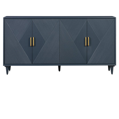 Crestview Collection Arvada 72" x 16" x 37" 4-Door Traditional Slate Gray Wood Sideboard