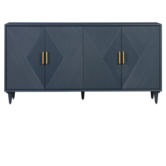 Crestview Collection Arvada 72" x 16" x 37" 4-Door Traditional Slate Gray Wood Sideboard