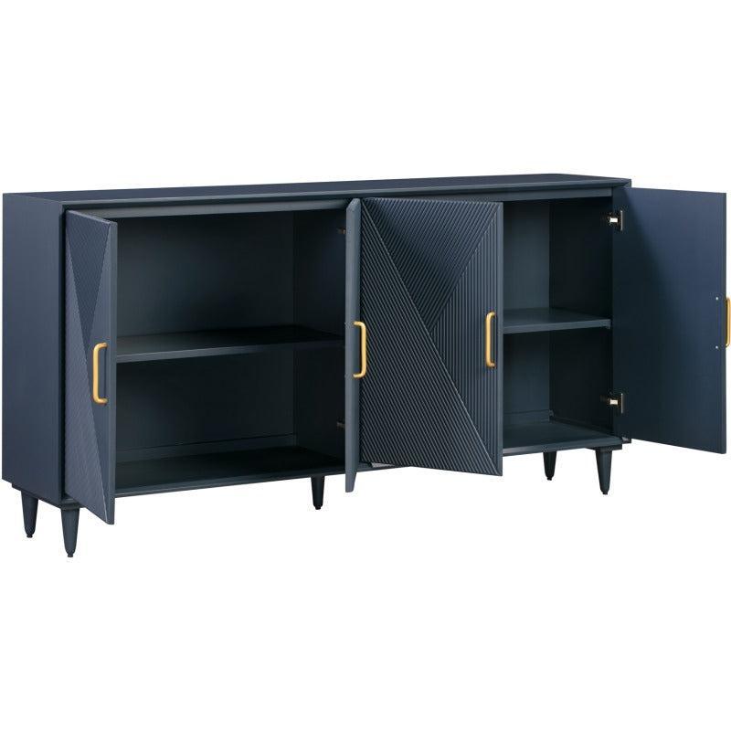 Crestview Collection Arvada 72" x 16" x 37" 4-Door Traditional Slate Gray Wood Sideboard