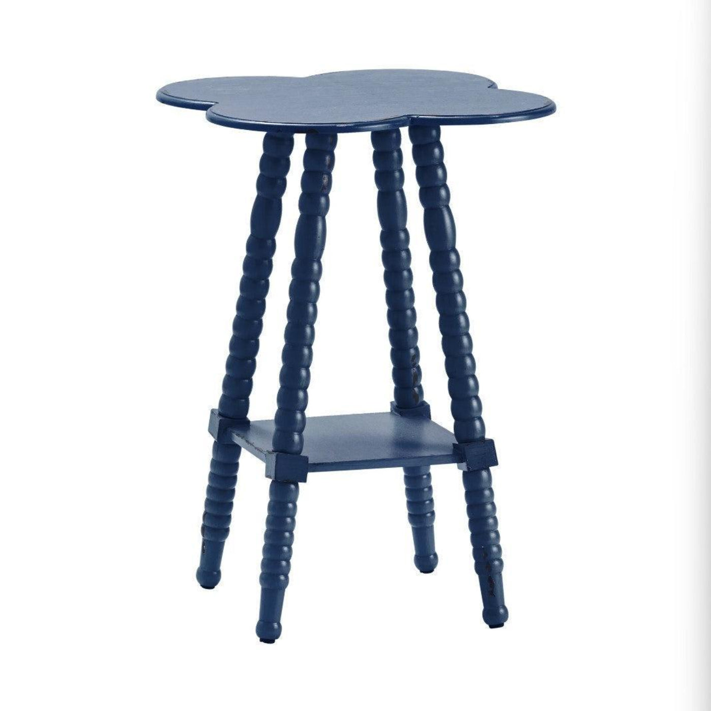 Crestview Collection Bar Harbor 18" x 18" x 26" Coastal Wood Clover Shaped Accent Table In Indigo Finish - CVFZR3514