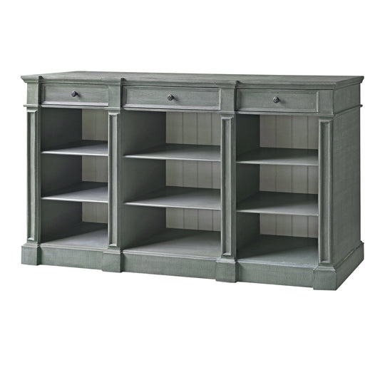 Crestview Collection Bedford 72" x 16" x 43" 3-Drawer Traditional Wood Bookshelf Console In Mint Green and White Finish -CVFZR4599