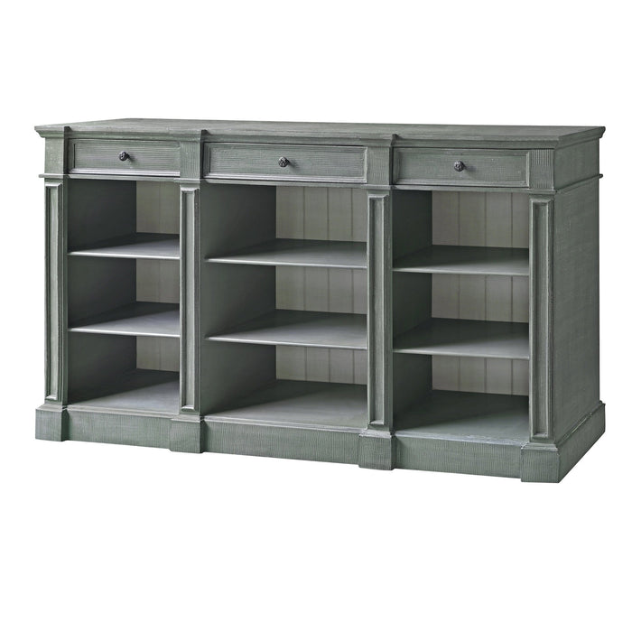 Crestview Collection Bedford 72" x 16" x 43" 3-Drawer Traditional Wood Bookshelf Console In Mint Green and White Finish - CVFZR4599