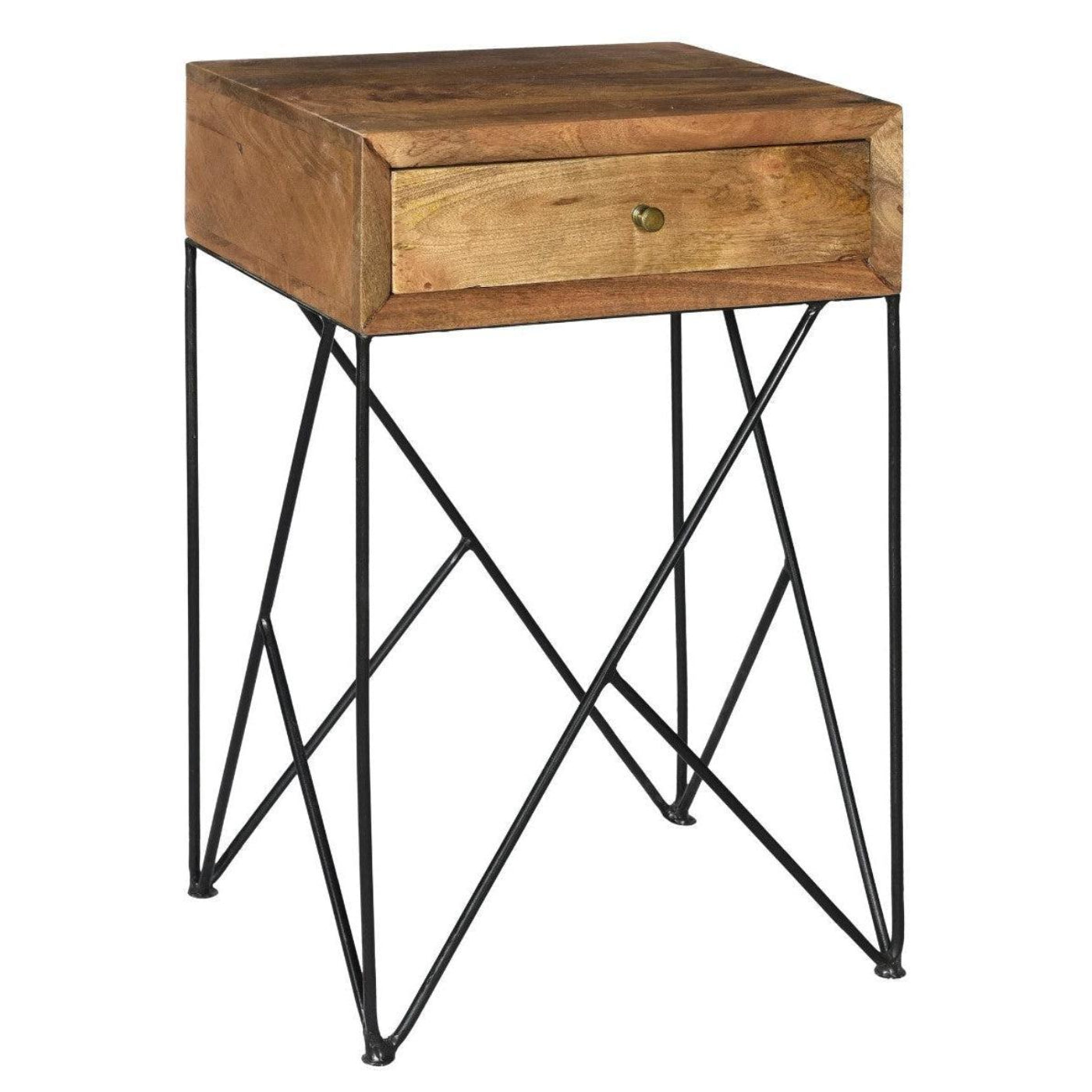 Crestview Collection Bengal Manor 18" x 14" x 28" 1-Drawer Transitional Acacia Wood And Metal Accent Table In Light Wood Finis - CVR721FN
