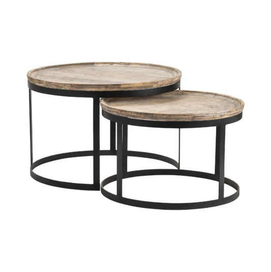 Crestview Collection Bengal Manor 30" x 30" x 20" Occasional Mango Wood And Metal Round Cocktail Table - CVFNR464