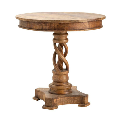 Crestview Collection Bengal Manor 30" x 30" x 30" Rustic Mango Wood Twist Accent Table In Natural Wood Finish - CVFNR308