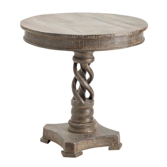 Crestview Collection Bengal Manor 30" x 30" x 30" Rustic Unfinished Mango Wood Twist Accent Table - CVFNR602