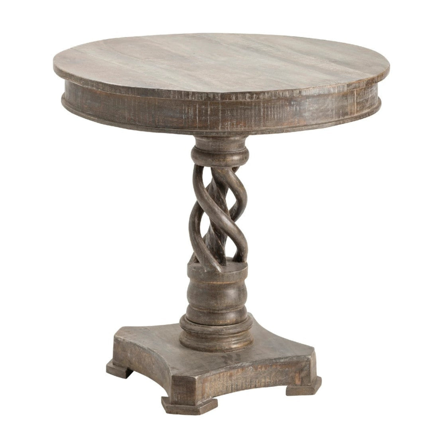 Crestview Collection Bengal Manor 30" x 30" x 30" Rustic Unfinished Mango Wood Twist Accent Table - CVFNR602