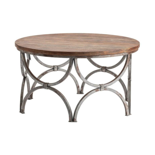 Crestview Collection Bengal Manor 36" x 36" x 19" Occasional Mango Wood And Steel Round Cocktail Table - CVFNR363