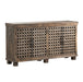 Crestview Collection Bengal Manor 38" x 72" x 18" 4-Door Rustic Brown Metal Lattice Work And Mango Wood Sideboard - CVFNR317